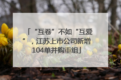 “互卷”不如“互爱”，江苏上市公司新增104单并购重组