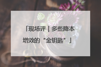 现场评｜多些降本增效的“金钥匙”