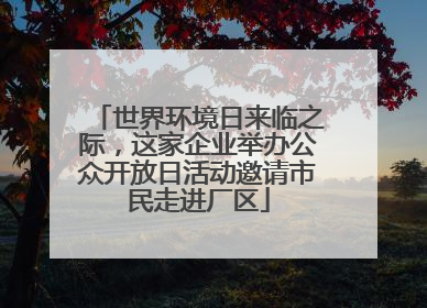 世界环境日来临之际，这家企业举办公众开放日活动邀请市民走进厂区