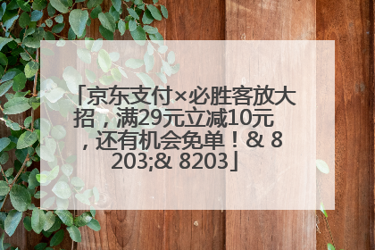 京东支付×必胜客放大招，满29元立减10元，还有机会免单！& 8203;& 8203