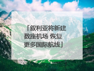叙利亚将新建数座机场 恢复更多国际航线