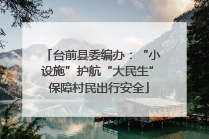 台前县委编办：“小设施”护航“大民生” 保障村民出行安全