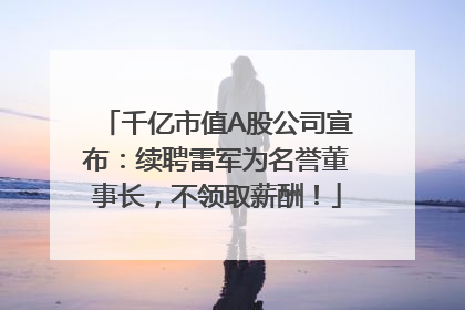 千亿市值A股公司宣布：续聘雷军为名誉董事长，不领取薪酬！