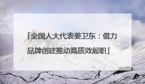 全国人大代表姜卫东：借力品牌创建推动高质效履职