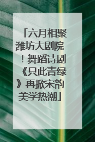 六月相聚潍坊大剧院！舞蹈诗剧《只此青绿》再掀宋韵美学热潮