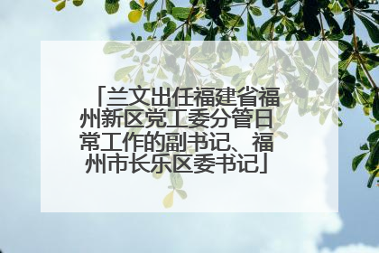 兰文出任福建省福州新区党工委分管日常工作的副书记、福州市长乐区委书记