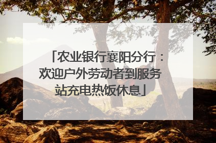 农业银行襄阳分行：欢迎户外劳动者到服务站充电热饭休息