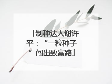 制种达人谢许平：“一粒种子”闯出致富路