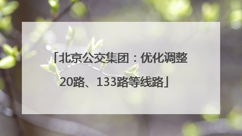 北京公交集团：优化调整20路、133路等线路