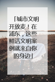 城市文明开放麦！在浦东，这些鲜活文明案例就来自你的身边