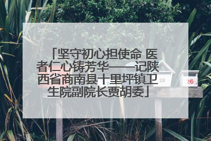 坚守初心担使命 医者仁心铸芳华——记陕西省商南县十里坪镇卫生院副院长贾胡委