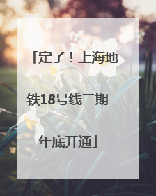 定了！上海地铁18号线二期年底开通
