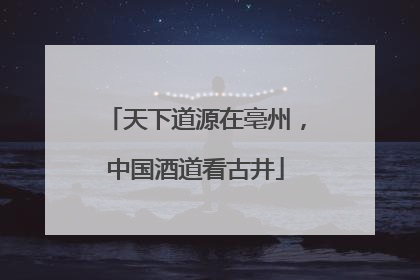 天下道源在亳州，中国酒道看古井