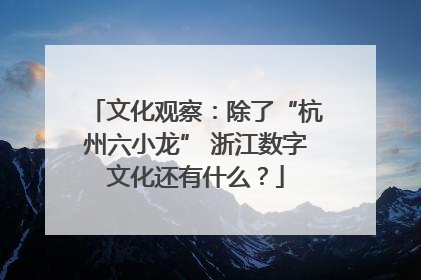 文化观察：除了“杭州六小龙” 浙江数字文化还有什么？