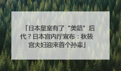 日本皇室有了“美籍”后代？日本宫内厅宣布：秋筱宫夫妇迎来首个孙辈