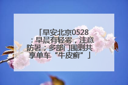 早安北京0528：早晨有轻雾，注意防暑；多部门围剿共享单车“牛皮癣”