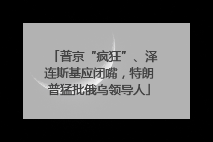 普京“疯狂”、泽连斯基应闭嘴，特朗普猛批俄乌领导人