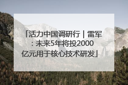 活力中国调研行｜雷军：未来5年将投2000亿元用于核心技术研发