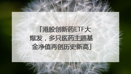 港股创新药ETF大爆发，多只医药主题基金净值再创历史新高