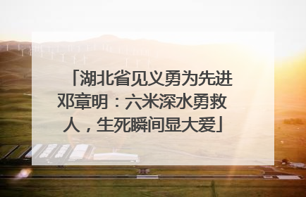 湖北省见义勇为先进邓章明：六米深水勇救人，生死瞬间显大爱