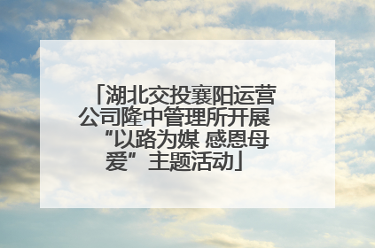 湖北交投襄阳运营公司隆中管理所开展“以路为媒 感恩母爱”主题活动