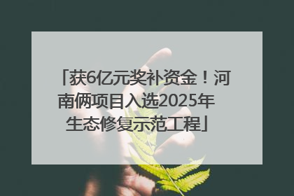 获6亿元奖补资金！河南俩项目入选2025年生态修复示范工程