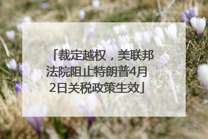裁定越权，美联邦法院阻止特朗普4月2日关税政策生效