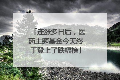 连涨多日后，医药主题基金今天终于登上了跌幅榜