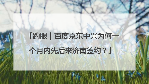 趵眼｜百度京东中兴为何一个月内先后来济南签约？