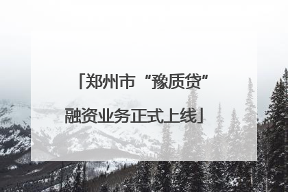 郑州市“豫质贷”融资业务正式上线