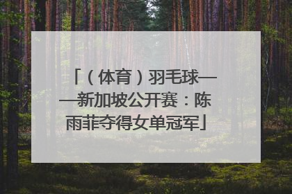 （体育）羽毛球——新加坡公开赛：陈雨菲夺得女单冠军