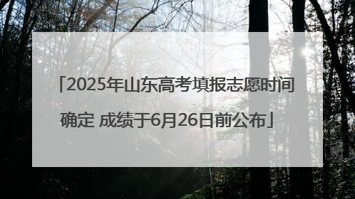 2025年山东高考填报志愿时间确定 成绩于6月26日前公布
